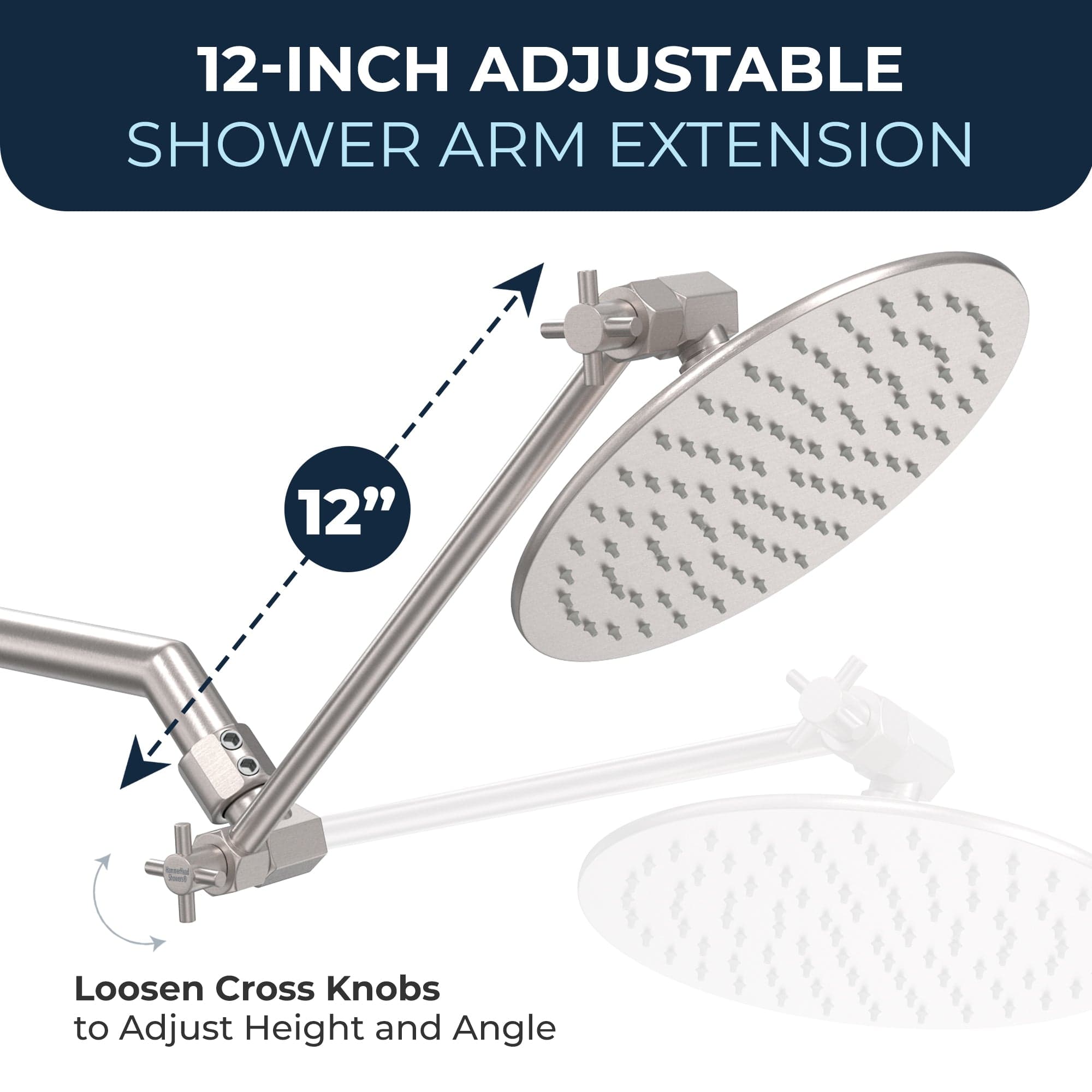 All Metal Adjustable Shower Arm Extension - Extendable Shower Pipe for Height Adjustment, Perfect for Bathroom Renovation & Comfortable Showering Experience