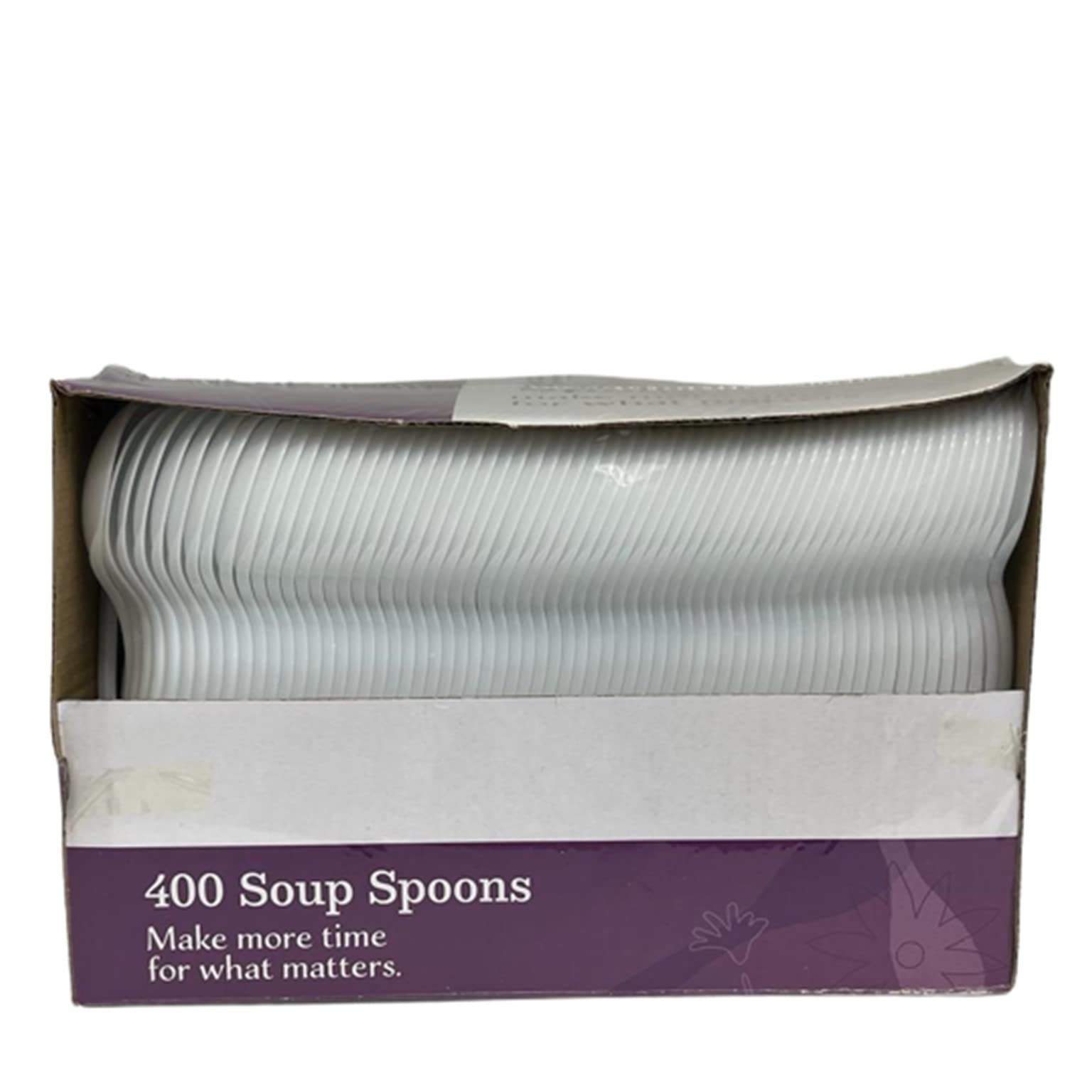 400 Pack Heavy Duty Disposable Plastic Soup Spoons - Durable White Utensils for Parties, Catering & Events | Bulk 4000 Count for Restaurants, Picnics & Takeout