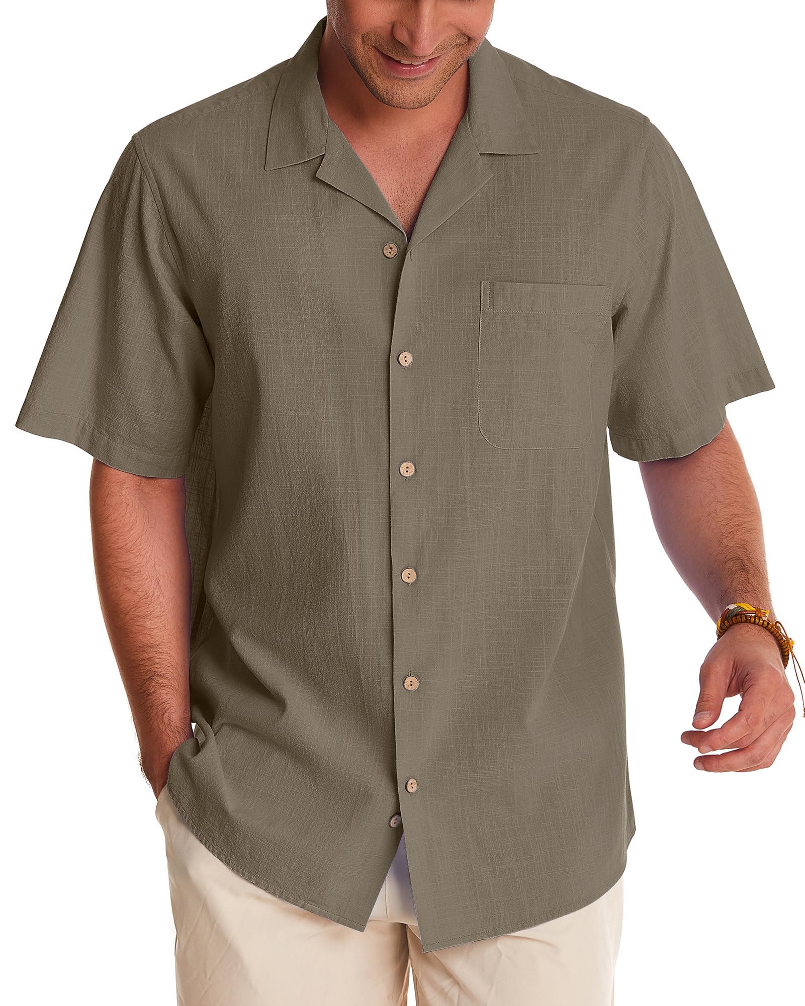 Men's Linen Short Sleeve Button Down Shirts - Breathable Cotton Summer Casual Shirts for Beach, Vacation & Hawaiian Style | Perfect for Tropical Getaways, Pool Parties & Summer Outings