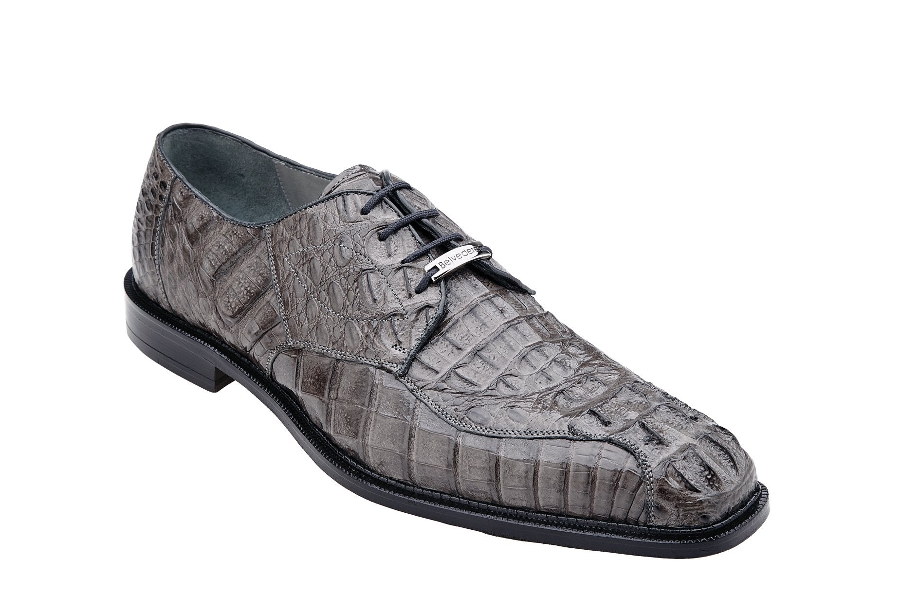 Belvedere Chapo Genuine Hornback Caiman Dress Shoes in Gray | Style 1465 | Premium Men's Formal Footwear for Business & Special Occasions