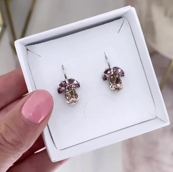 Petite Timo Vintage Rose & Light Amethyst Jewelry Set - Elegant Necklace & Earrings for Women, Perfect for Weddings, Parties & Special Occasions