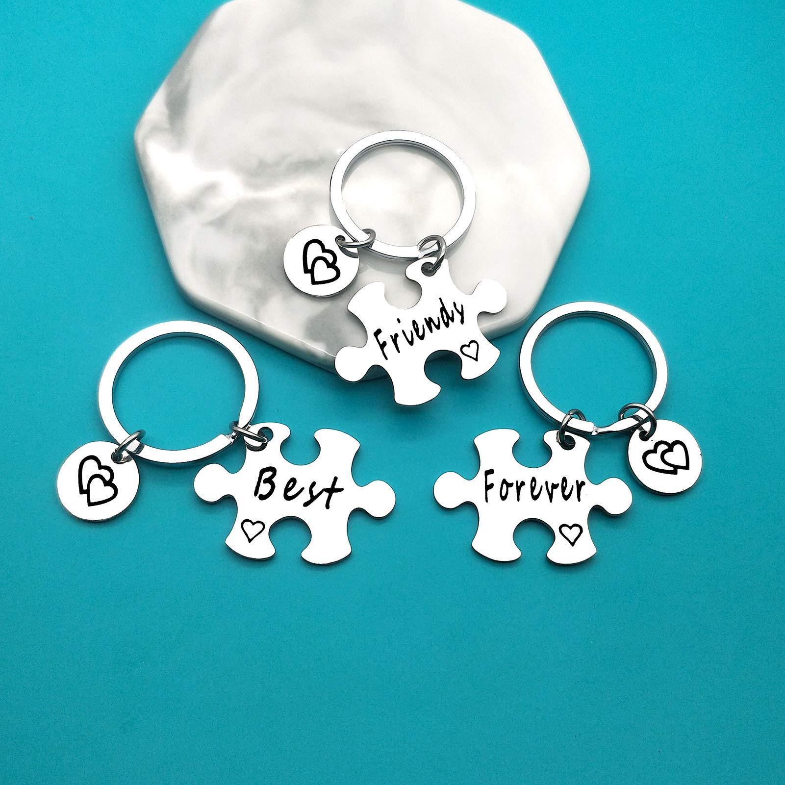 Best Friend Keychain Set of 3 - Cute Friendship Gifts for Women, Graduation, Christmas & Birthday Presents - BFF Matching Keychains for Couples, Sisters, Besties - Perfect for Everyday Carry, Gifts & Special Occasions