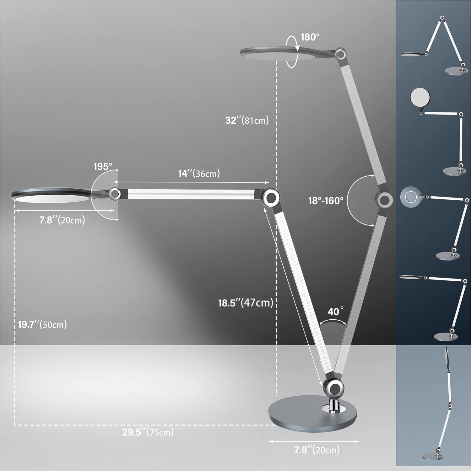 **LED Architect Desk Lamp with Wireless Charger - Adjustable Swing Arm, Touch Control, 3 Lighting Modes & 5 Brightness Levels - Eye-Caring Office Lamp for Home, Study & Workspace**