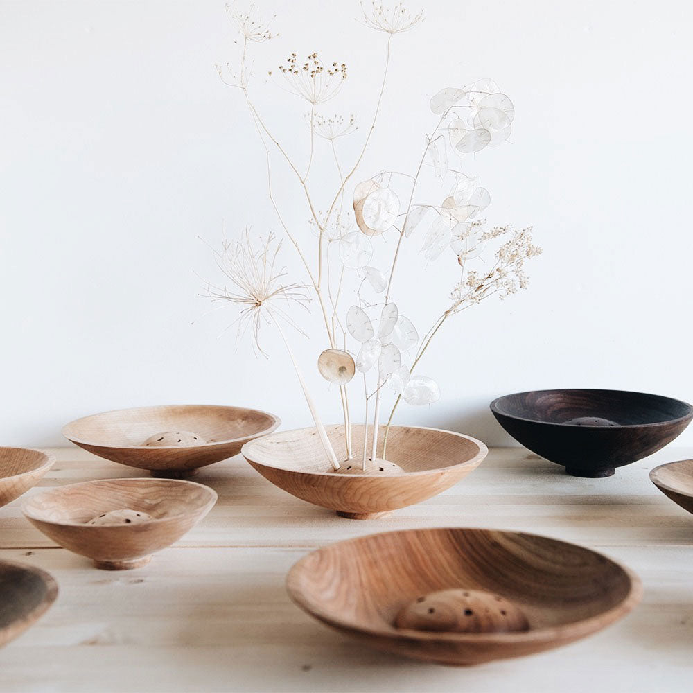 Handmade Wooden Dried Flower Bowl - Natural Home Decor for Centerpieces, Wedding Decorations & Rustic Table Settings