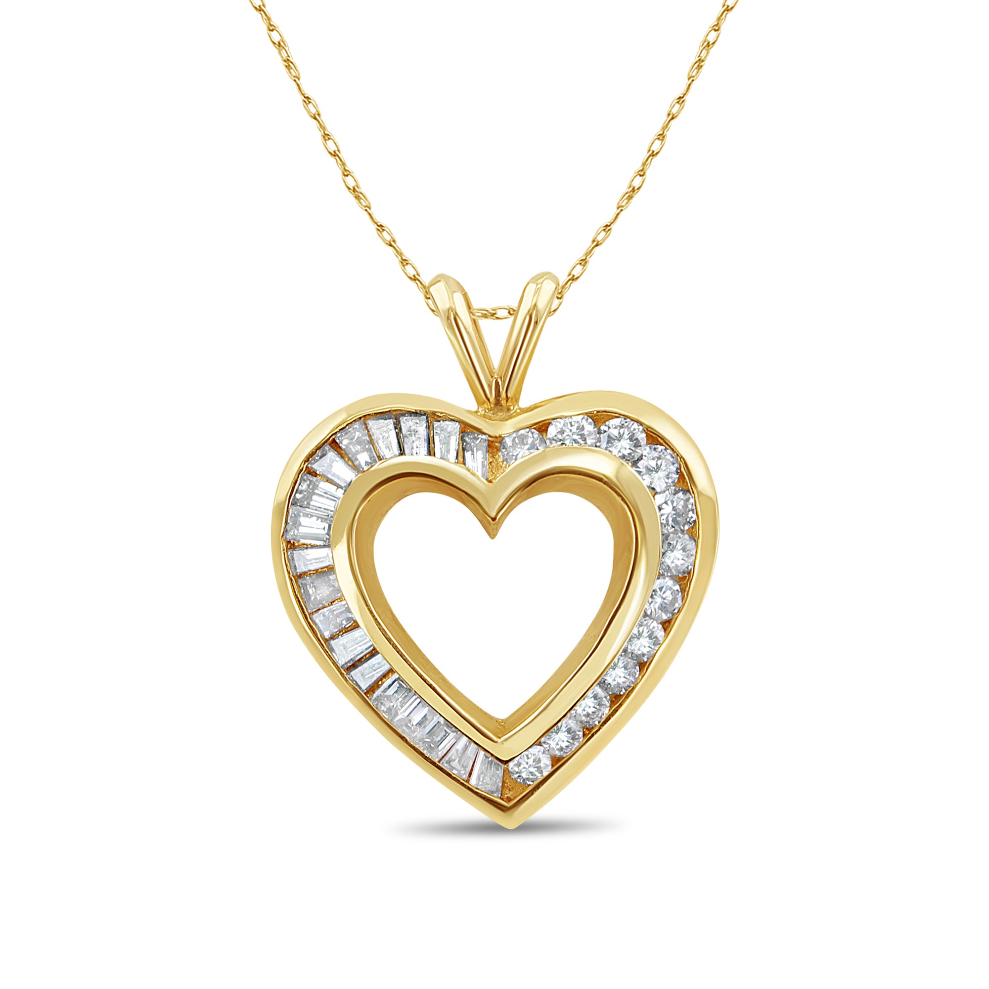 1.20cttw Diamond Heart Shaped Necklace in 14k Yellow Gold - Romantic Gift for Valentine's Day, Anniversary & Special Occasions