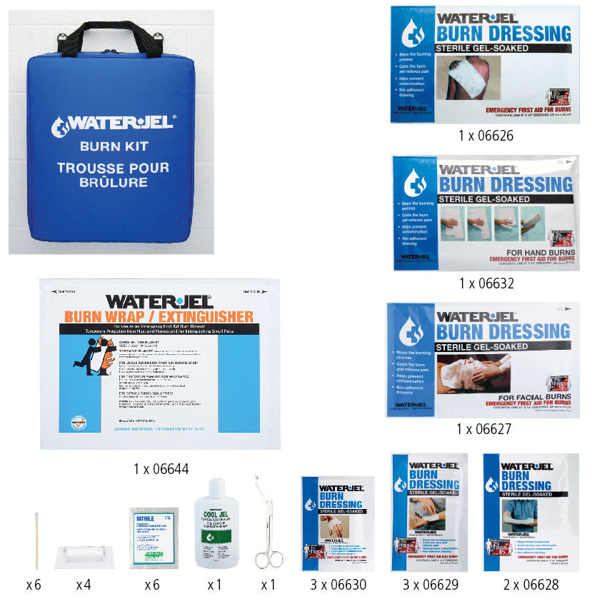 Emergency Burn Kit with Water Jel - First Aid Treatment for Burns, Cuts & Scrapes - Ideal for Home, Kitchen, Camping & Workplace Safety