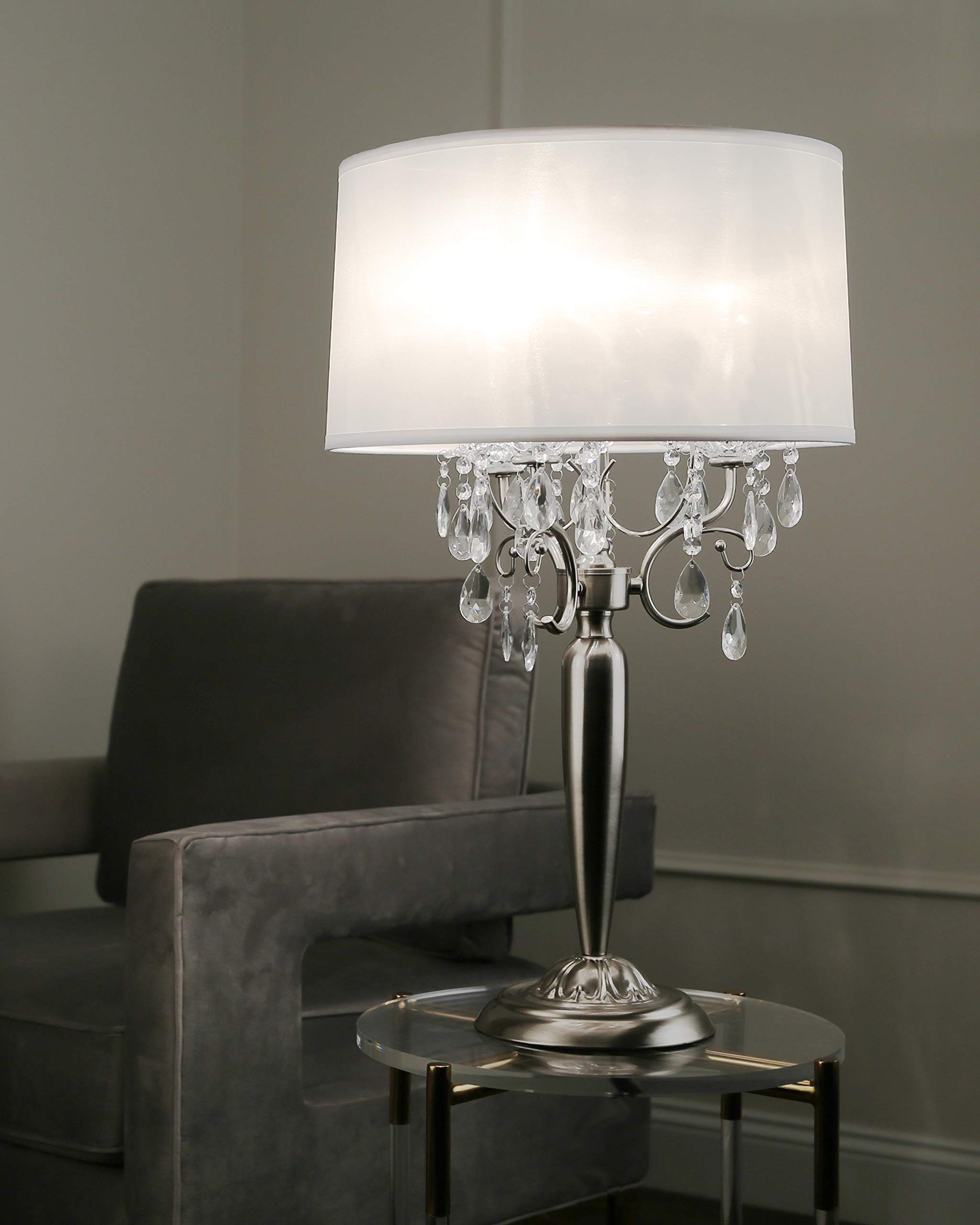 Elegant Crystal Silver Table Lamp - 16