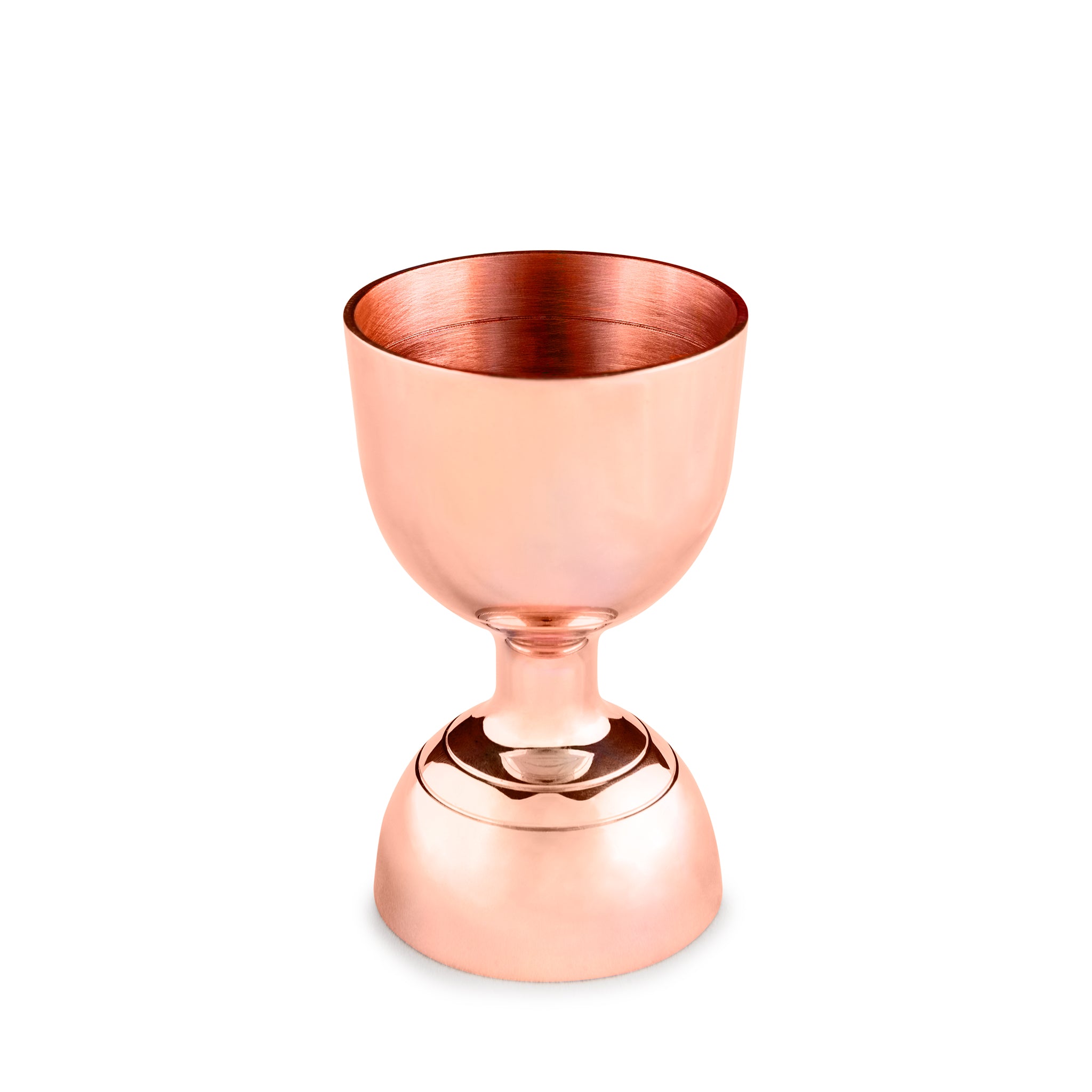 LEOPOLD® Copper Plated Jigger with Banded Design - 25ml & 50ml Double-Sided Measuring Cup for Cocktails, Bartending, and Home Bar Use
