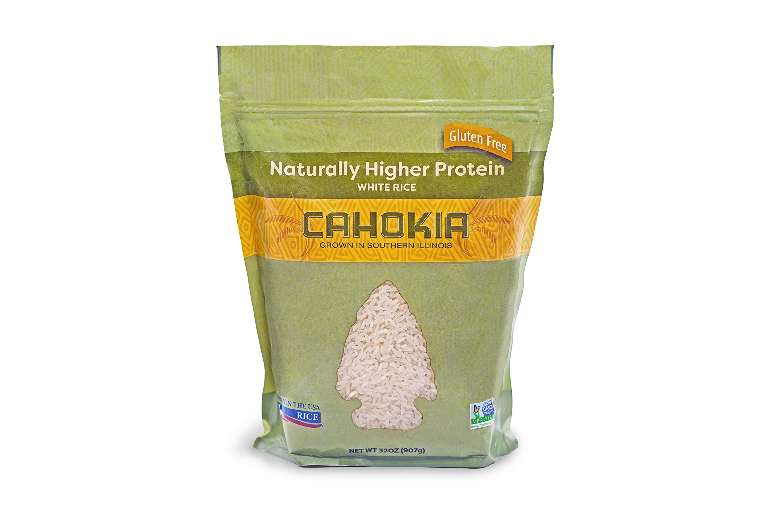 Organic Cahokia High Protein White Rice - Non-GMO, Gluten-Free, 5lbs Bag - Perfect for Meal Prep, Bodybuilding & Healthy Cooking
