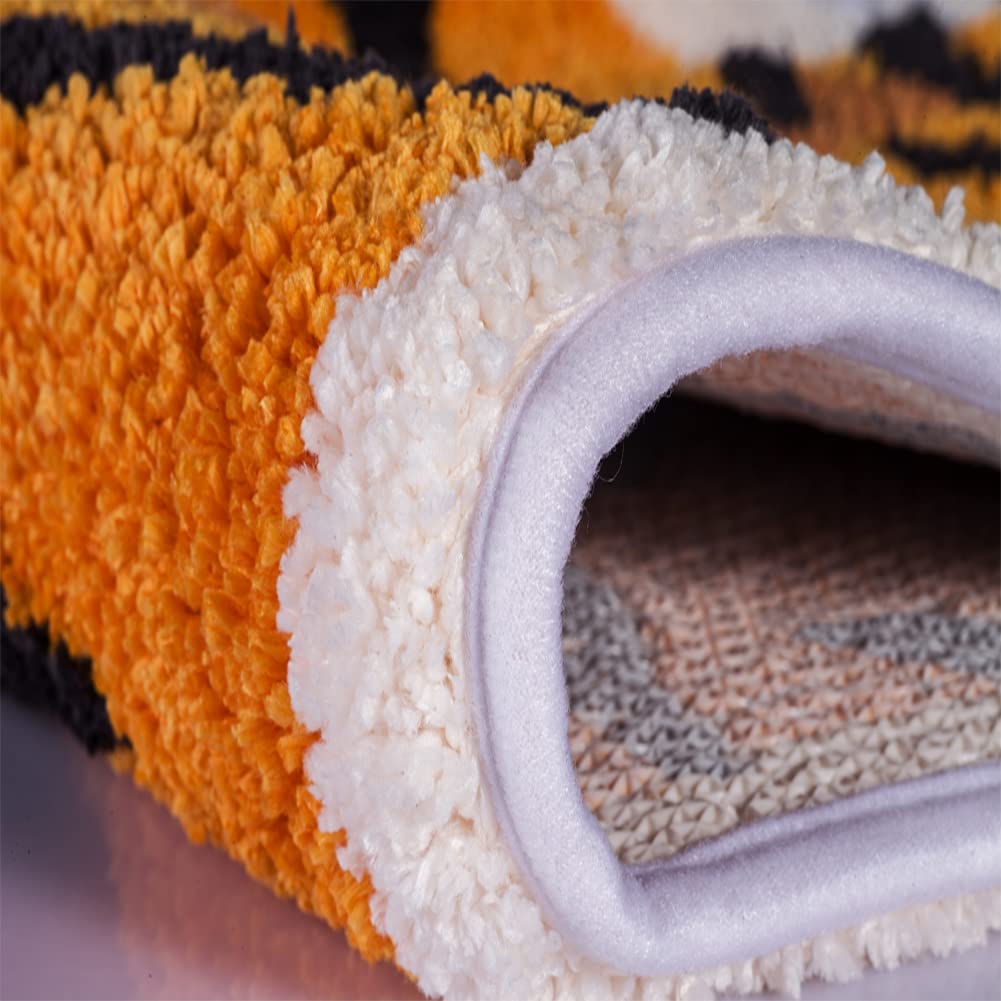 Non-Slip Tiger Bath Mat - 22x34 Inch Orange Shower Rug for Bathroom & Playroom