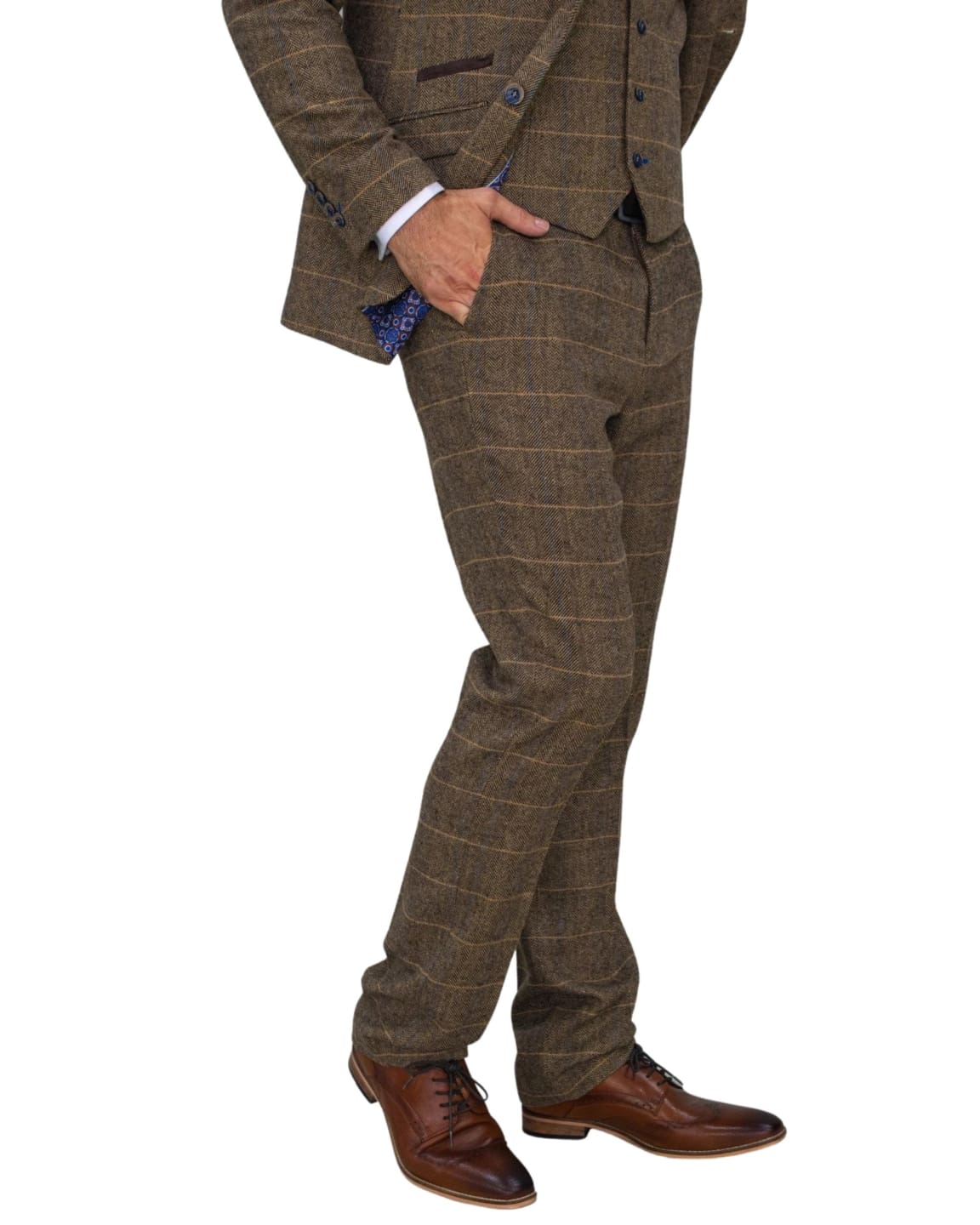 Cavani Men's Tweed Dress Pants for Business & Casual Wear - Slim Fit Formal Trousers for Office, Wedding & Special Occasions