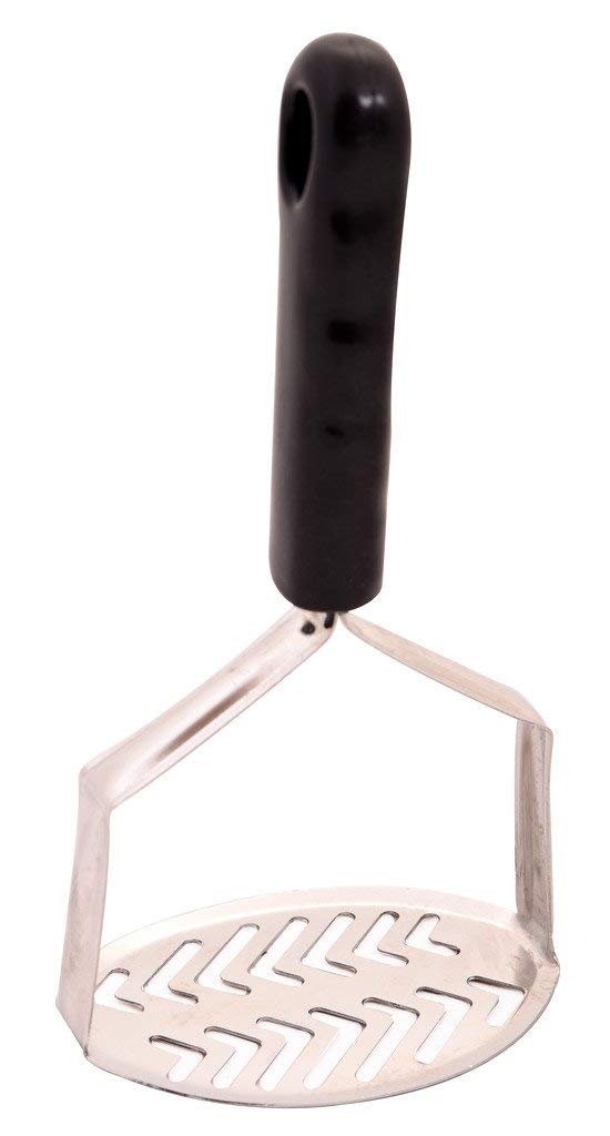 Premium Stainless Steel Potato Masher & Vegetable Masher - Heavy Duty Pav Bhaji Masher with Ergonomic PVC Handle - Perfect for Mashing Potatoes, Vegetables, Baby Food & Indian Cooking (Pack of 1) - Ideal for Home Kitchens & Professional Use