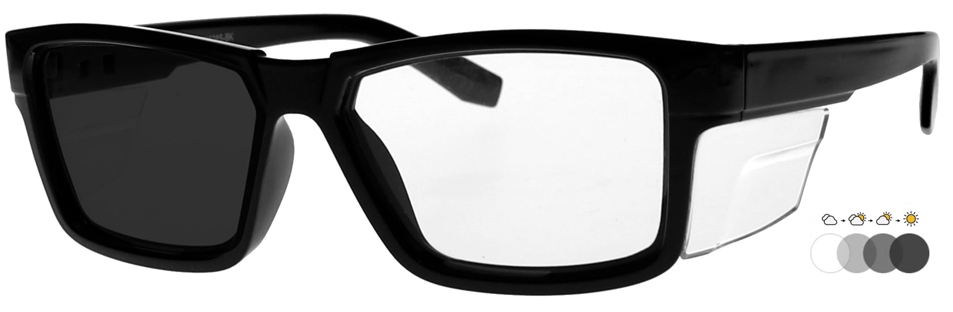 Photochromic Safety Glasses T9538s - UV Protection Transition Lenses, Lightweight TR-90 Frame with Side Shields - Perfect for Outdoor Work, Construction, and DIY Projects