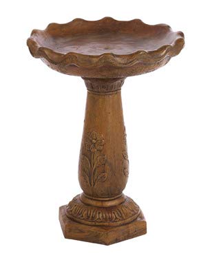 Daisy Charm Birdbath - 26 Inch Tall x 20 Inch Diameter - Espresso Finish - Garden Decor for Outdoor Bird Watching & Patio Decoration