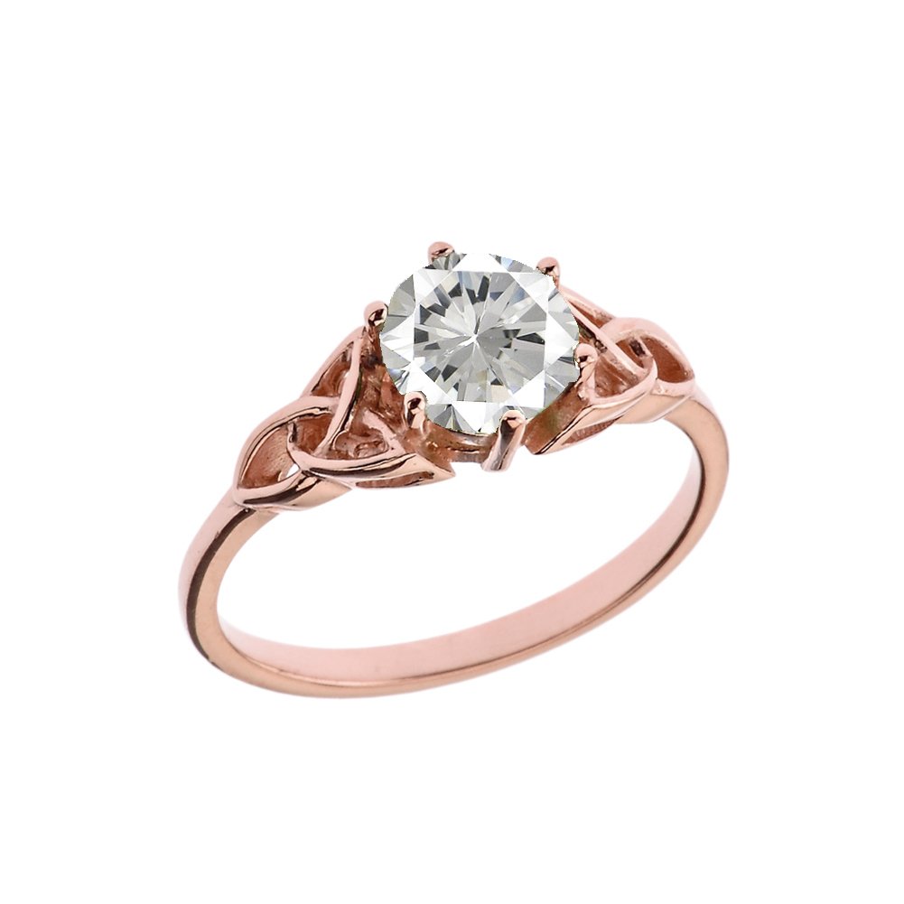 10k Rose Gold Celtic Trinity Knot Ring with Birthstone - Personalized Engagement & Proposal Ring for Women (Size 5) | Perfect for Weddings, Anniversaries & Irish Heritage Gifts