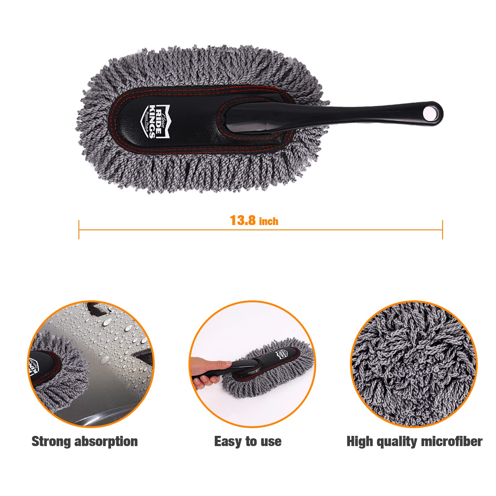 Extendable Car Duster Set with Scratch Remover - Large & Small Microfiber Brushes for Exterior & Interior Cleaning of Cars and Trucks, Perfect for Home and On-the-Go Use