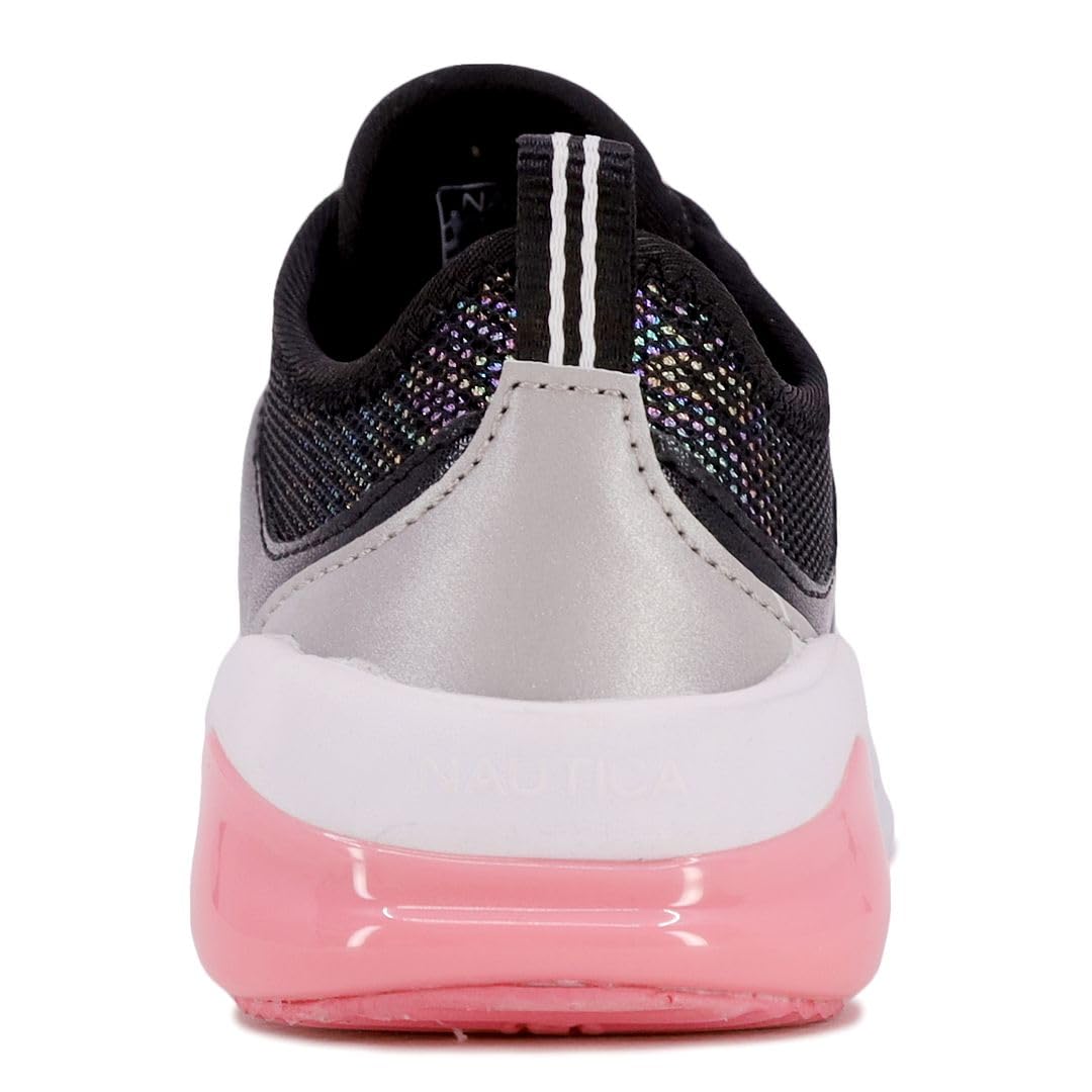 Nautica Kids Girls Metallic Fashion Sneakers - Lightweight Athletic Running Shoes for Toddler, Little & Big Kids | Lace-Up Casual Walking Shoes for School, Playground & Daily Wear