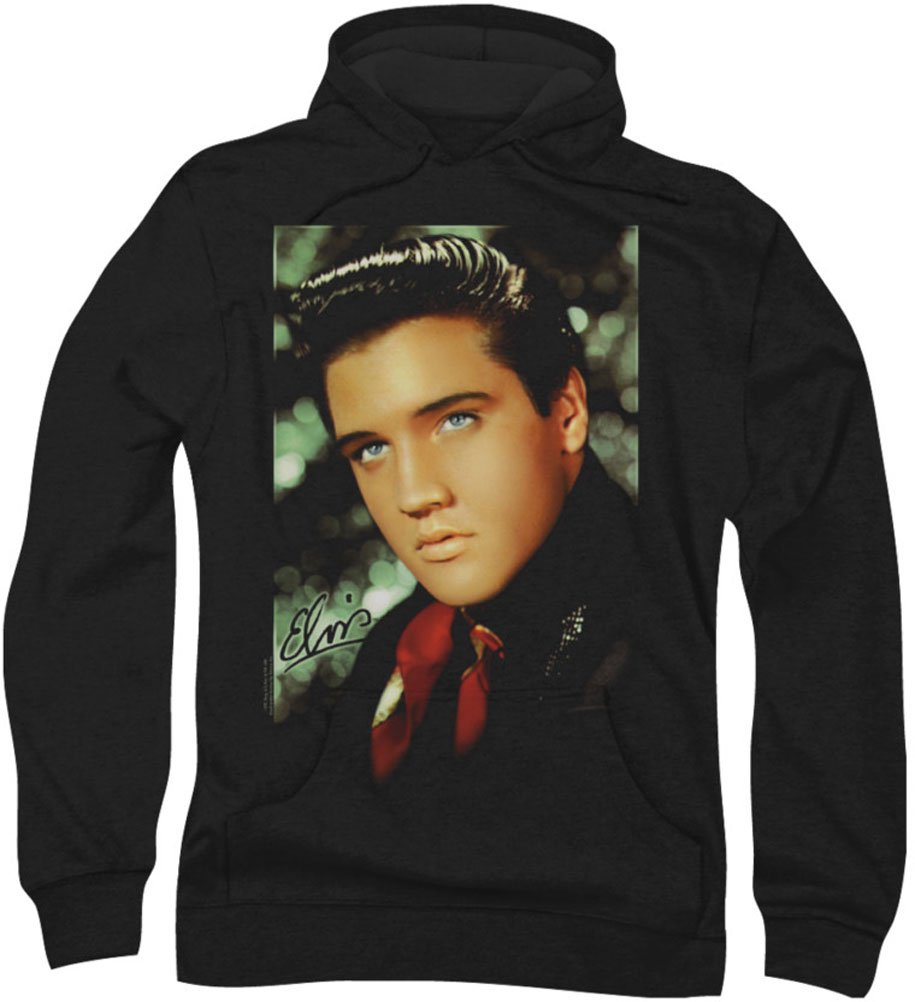 Elvis Presley Men's Red Scarf Hoodie - Vintage Rock Style Pullover Sweatshirt for Concerts, Halloween & Casual Wear