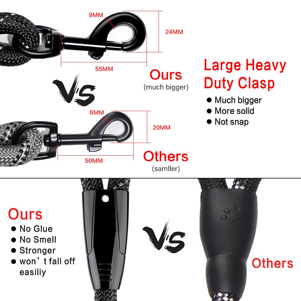 **Plutus Pet Heavy Duty Reflective Rope Dog Leash - Comfortable Padded Handle, Durable 4/5/6 FT Leash for Small, Medium & Large Dogs (1/2