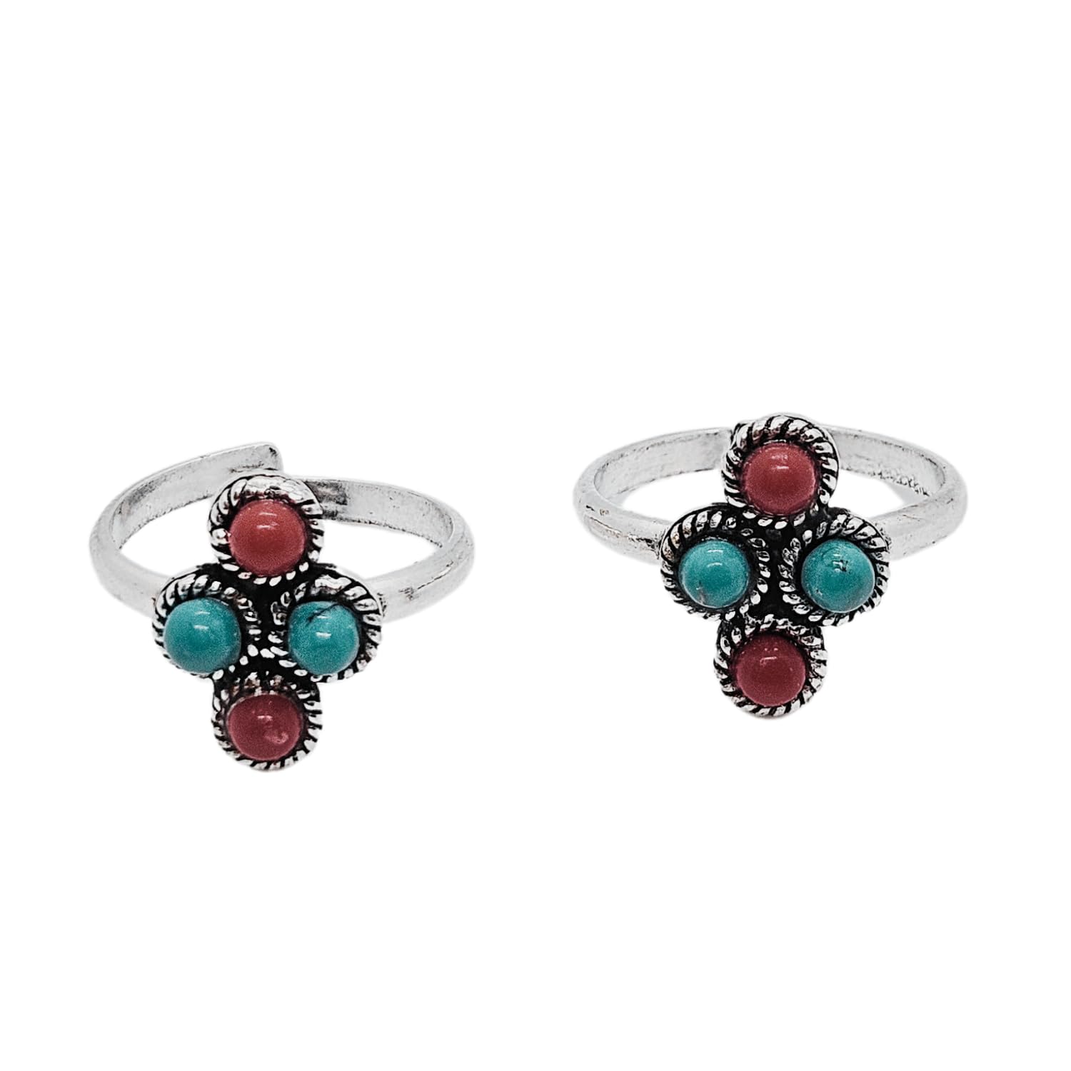 Darshraj 925 Sterling Silver Multicolored Gemstone Toe Rings for Women & Girls - Perfect for Beach, Summer & Boho Fashion Accessories