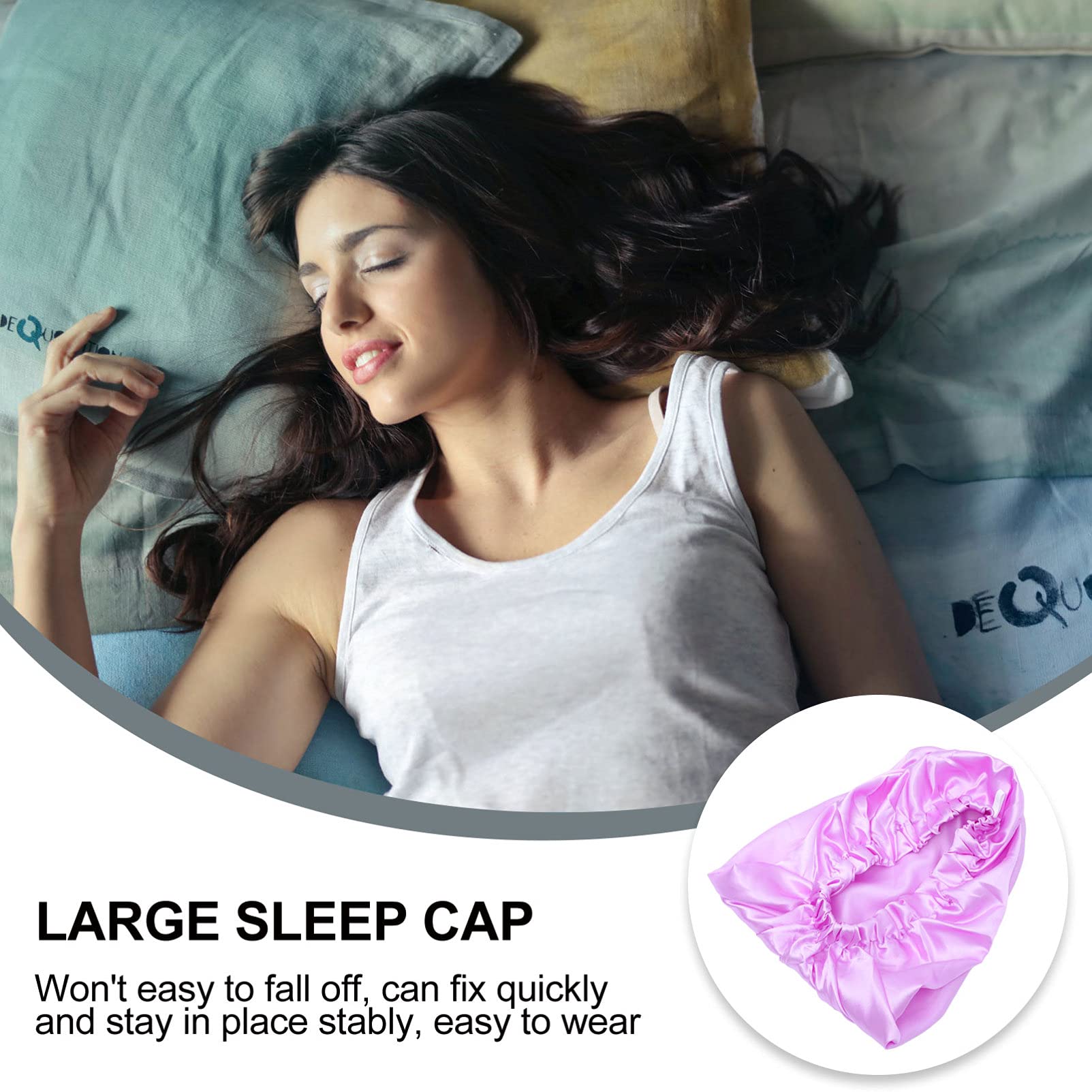 Silk Satin Sleep Cap for Women - Long Hair Bonnet with Adjustable Band, Purple Silk Hair Wrap for Nighttime & Salon Use - Perfect for Dreadlocks, Braids & Natural Hair Protection While Sleeping