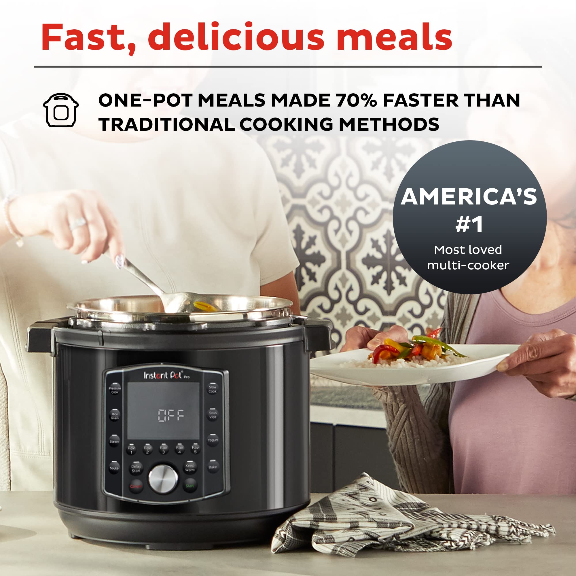 Instant Pot Pro 8 QT 10-in-1 Multi-Cooker - Pressure Cooker, Slow Cooker, Rice Cooker, Steamer & More with Free App (800+ Recipes) - Perfect for Meal Prep, Family Dinners & Healthy Cooking - Black