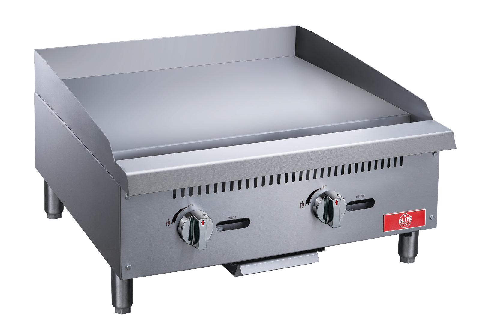 ECGM24 24-Inch 2-Burner Commercial Griddle - Heavy Duty Stainless Steel Flat Top Grill for Restaurants, Food Trucks & Outdoor Cooking