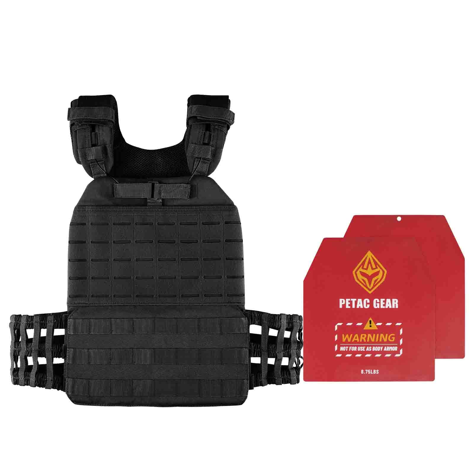 PETAC GEAR Weighted Vest for Men & Women - Adjustable 8.75 lb Weight Plates for Strength Training, CrossFit, Running & Fitness Workouts - Perfect for Home Gym, Outdoor Exercise & Military Training