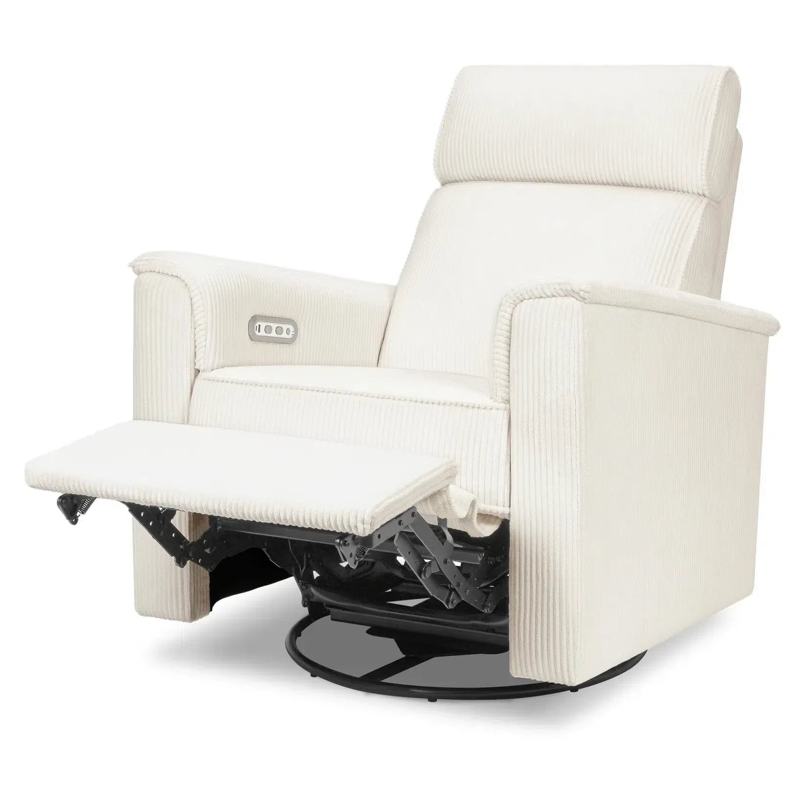 Monogram by Namesake Willa Power Recliner with Adjustable Headrest - Ivory Corduroy Upholstery | Exclusive Modern Living Room Furniture for Home Theater & Relaxation
