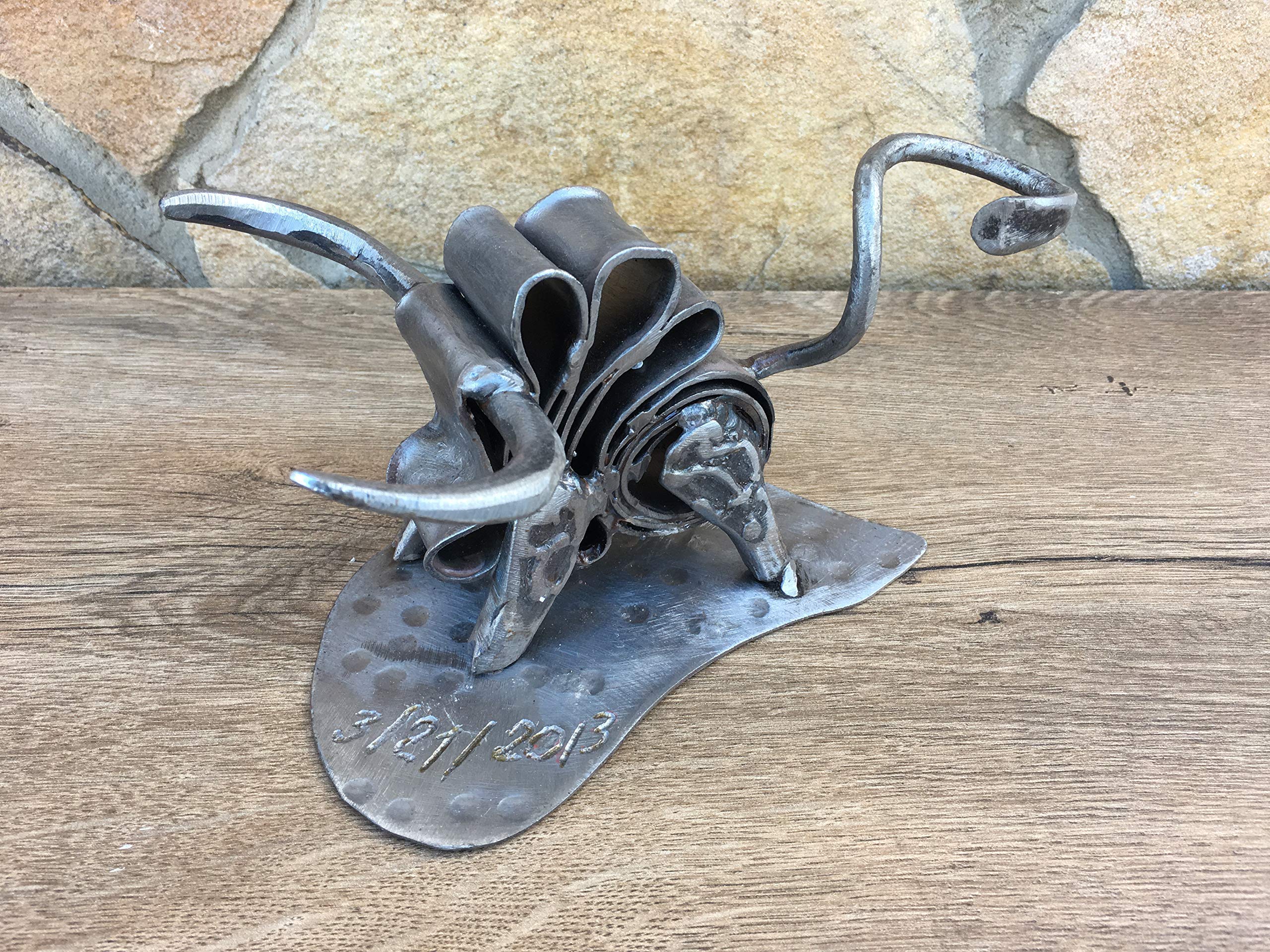 6th Anniversary Gift for Him - Personalized Iron Bull Statue | Unique Iron Wedding Anniversary Present | Customized Metal Home Decor for Couples, Office Desk, or Man Cave