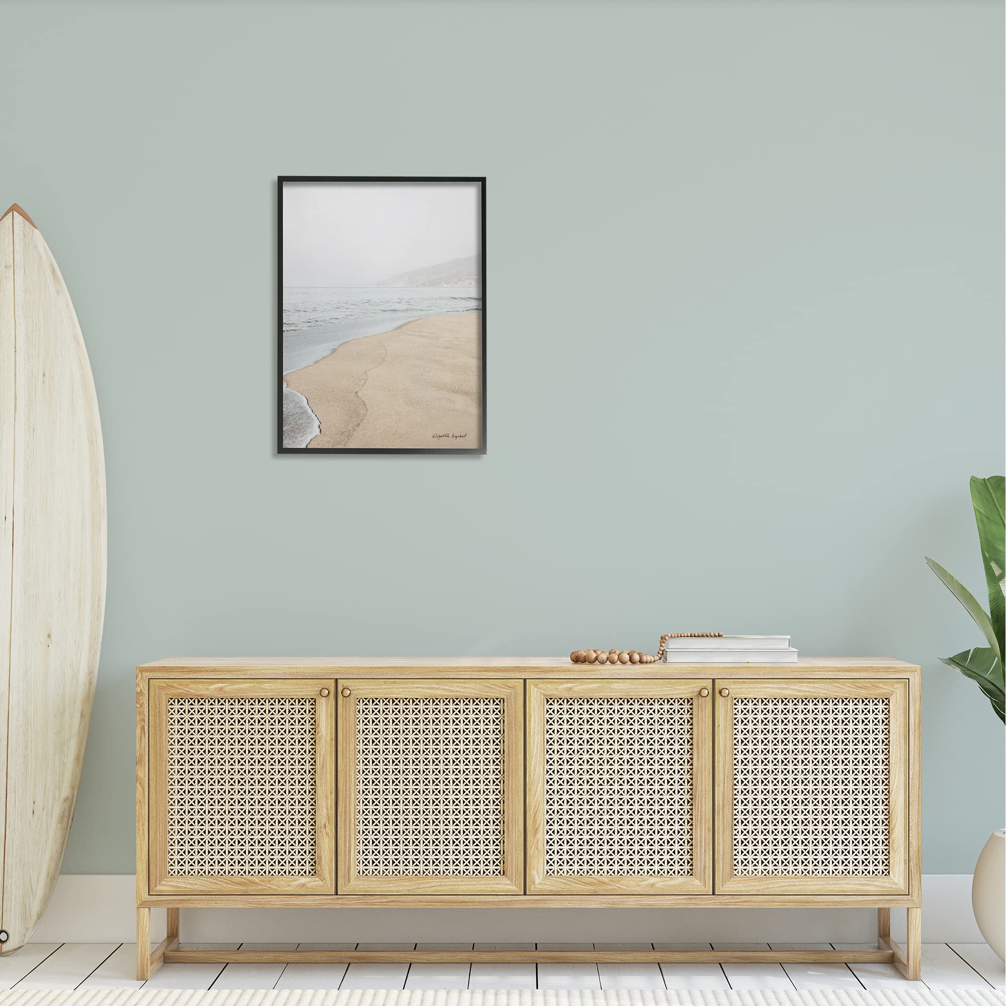 Stupell Industries Foggy Sky Beach Shoreline Landscape Wall Art - Coastal Decor Illustration by Elizabeth Urquhart | Perfect for Living Room, Bedroom & Beach House Decor