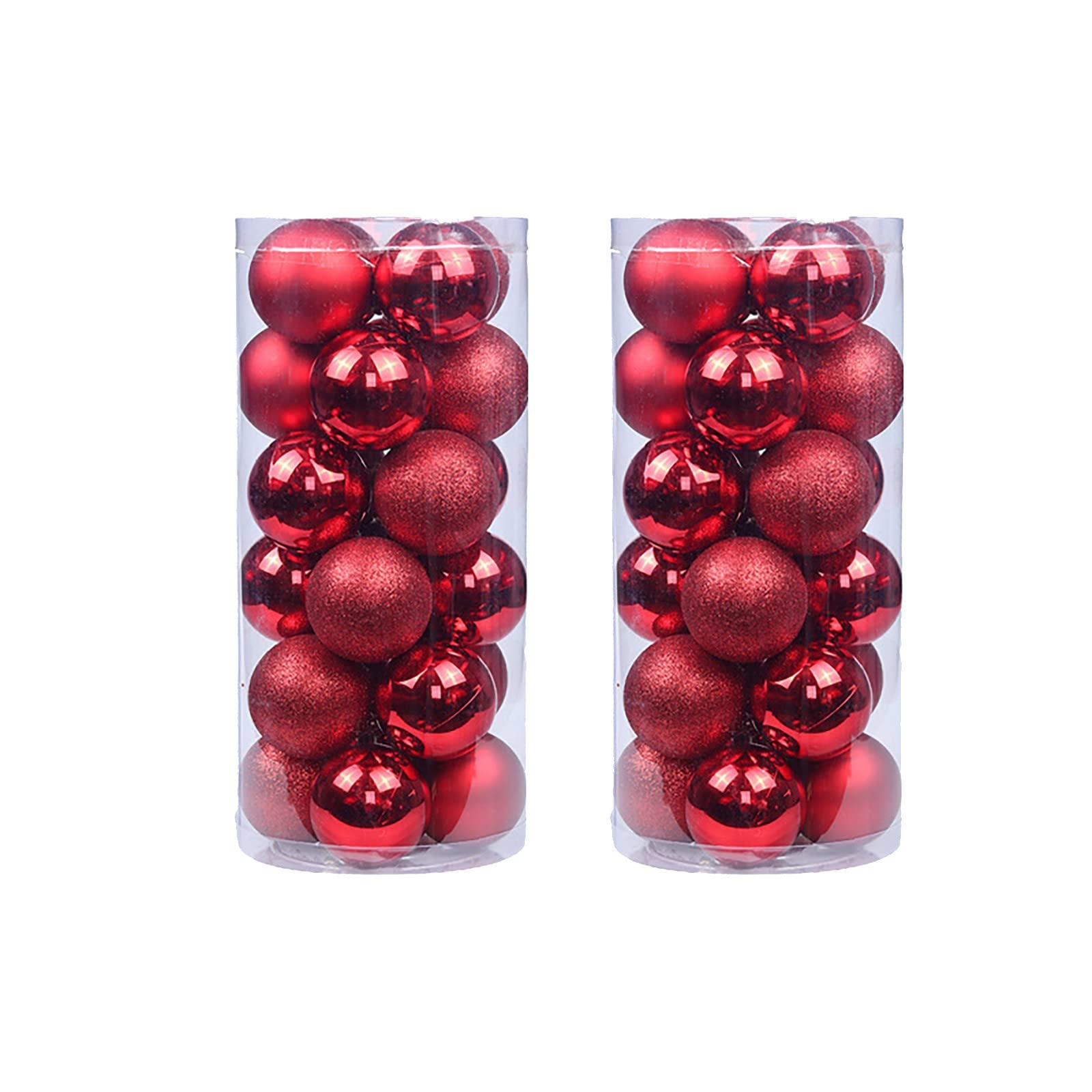 3cm Red Plastic Christmas Tree Ornament Balls - Set of 48 Mini Holiday Decorations for Xmas Tree, Party & Home Decor