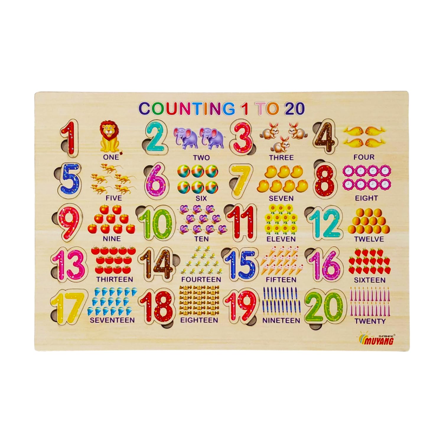 PARTEET Wooden Counting Puzzle 1-20 - Educational Math Learning Toy for Toddlers & Preschool Kids - Montessori Early Learning Activity for Boys & Girls - Perfect for Homeschooling & Classroom Use