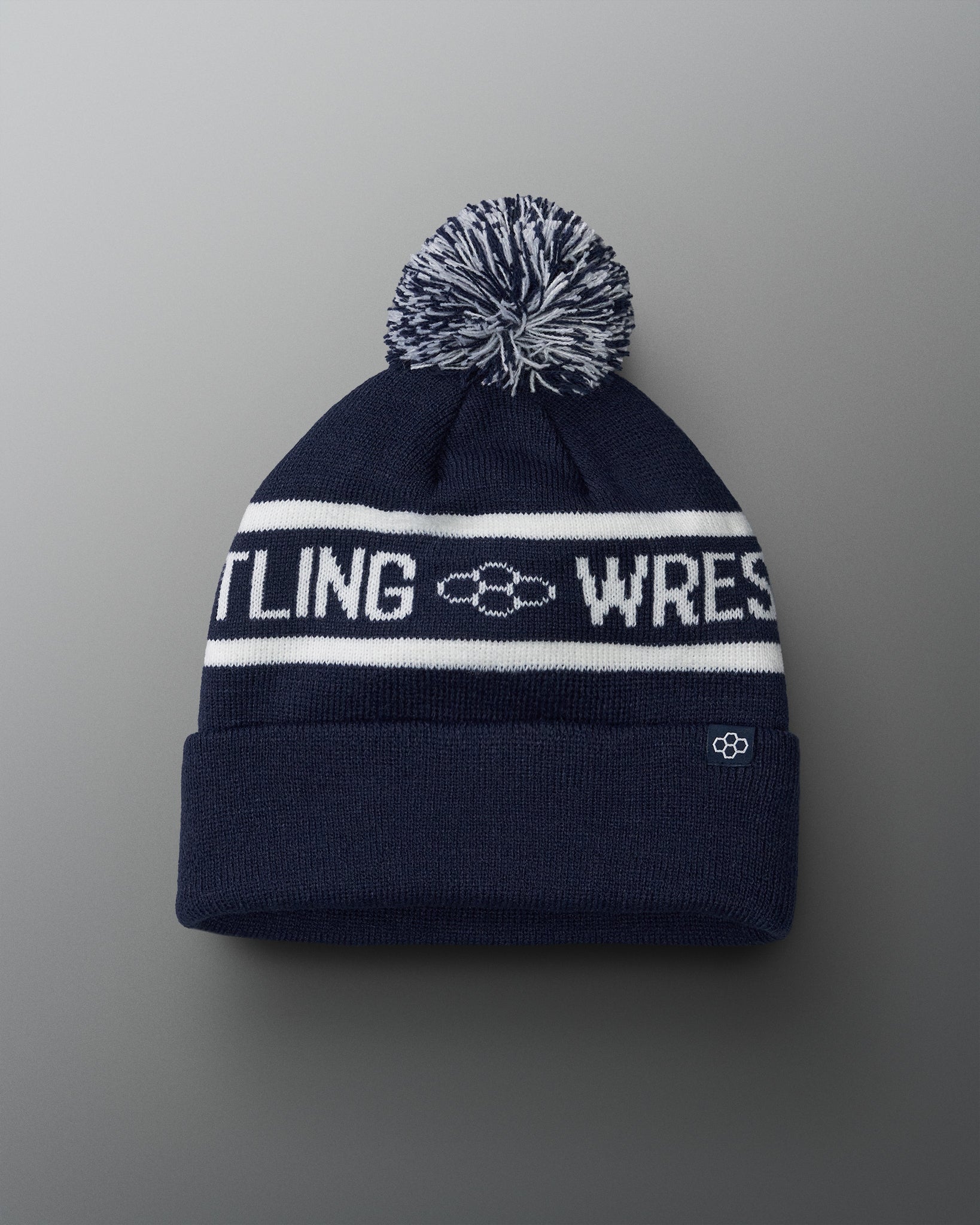 RUDIS Two Tone Pom Beanie - Navy/White Winter Hat for Men & Women - Soft Knit Beanie for Cold Weather, Outdoor Sports & Casual Wear