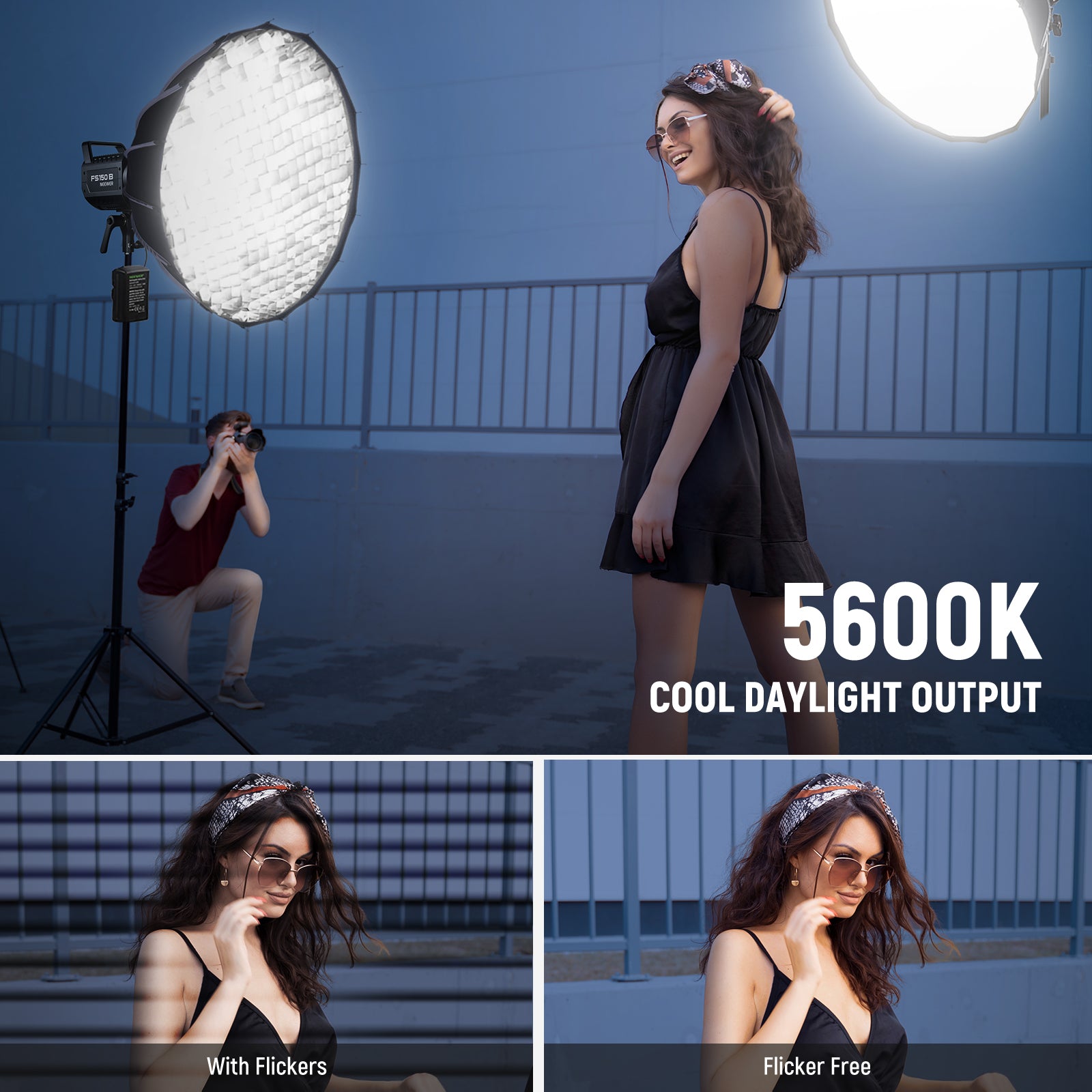 NEEWER FS150 130W LED Video Light - Professional Studio Lighting for Photography, YouTube & Live Streaming - Dimmable Soft Light for Video Production, Interviews & Content Creation