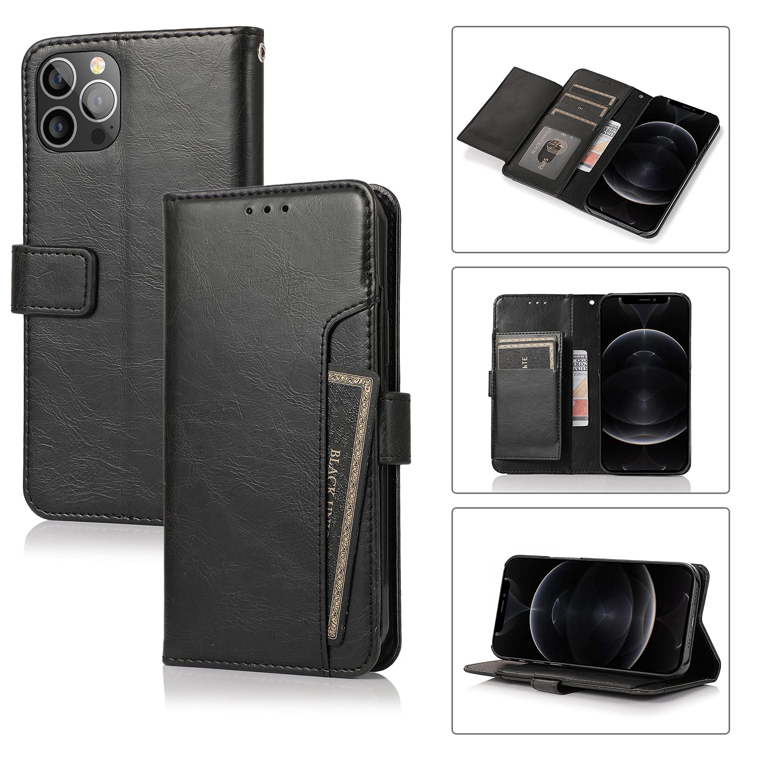 SaharaCase Genuine Leather Wallet Case for Apple iPhone 13 Pro Max 6.7