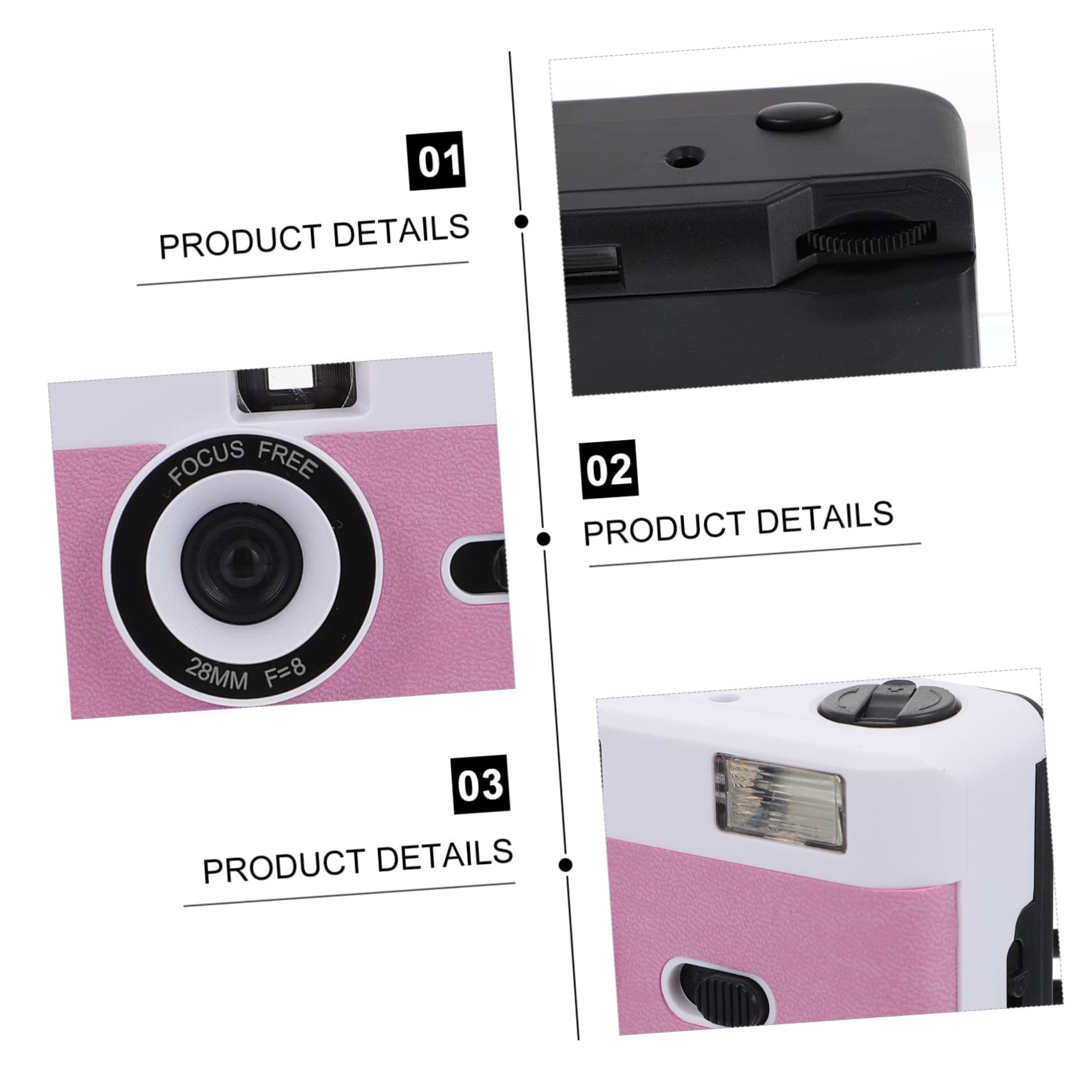 Homoyoyo 7-Piece Retro Film Camera Set - Vintage Plastic Build-in Flash Camera, Mini Travel Camera with Reusable Film - Perfect for Travel Photography, Parties & Vintage Style Photography (Vintage White Macaron ABS)