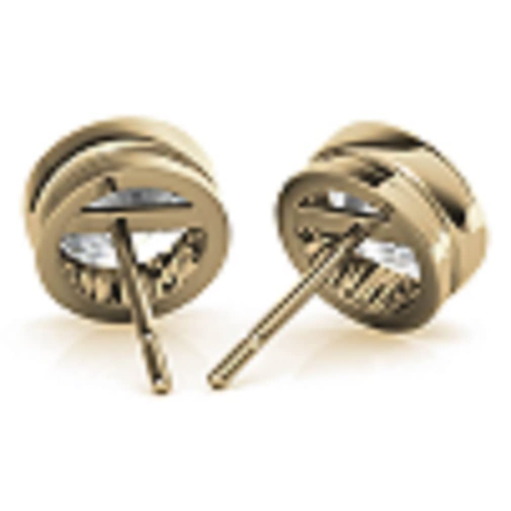 10K/14K/18K Solid Yellow Gold Handmade Stud Earrings with 2 TCW Round Cut Moissanite - Bezel Set Diamond Anniversary Earrings for Women - Perfect for Engagement, Bridal Gifts, Push/Screw Back (MDEAR014) - Ideal for Weddings, Anniversaries & Special Occasions