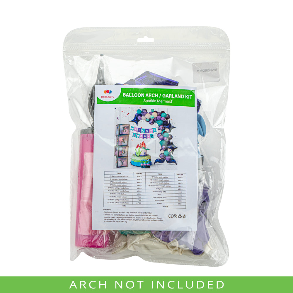 Balloonify Sparkle Mermaid Balloon Arch Garland Kit - 89 Pieces Birthday Party Decorations | Perfect for Baby Showers, Birthday Parties & Mermaid Themed Events