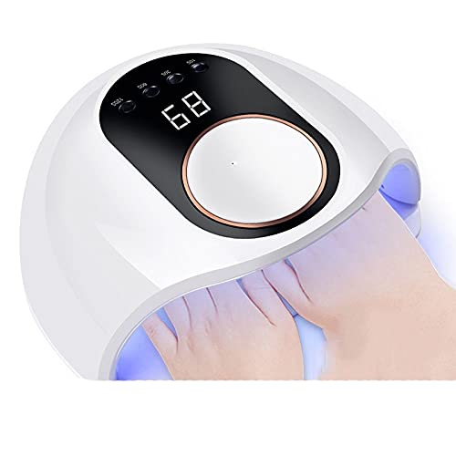90W UV LED Nail Lamp with Timer & Smart Sensor - Professional Gel Polish Dryer for Manicure & Pedicure | Fast Curing Light for Fingernails & Toenails | Perfect for Home Salon & Nail Art Studio (D3 White)