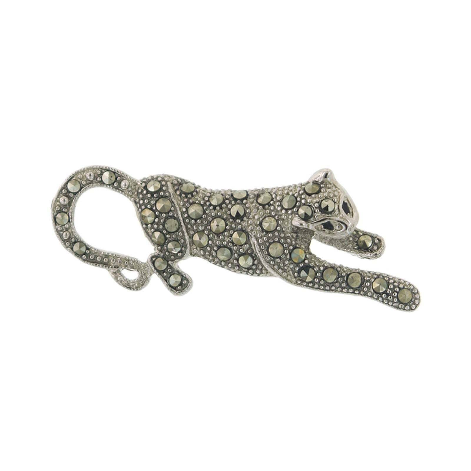 Vintage 1928 Jewelry Marcasite Cheetah Brooch Pin - Elegant Animal Jewelry for Women, Perfect for Parties, Weddings & Special Occasions
