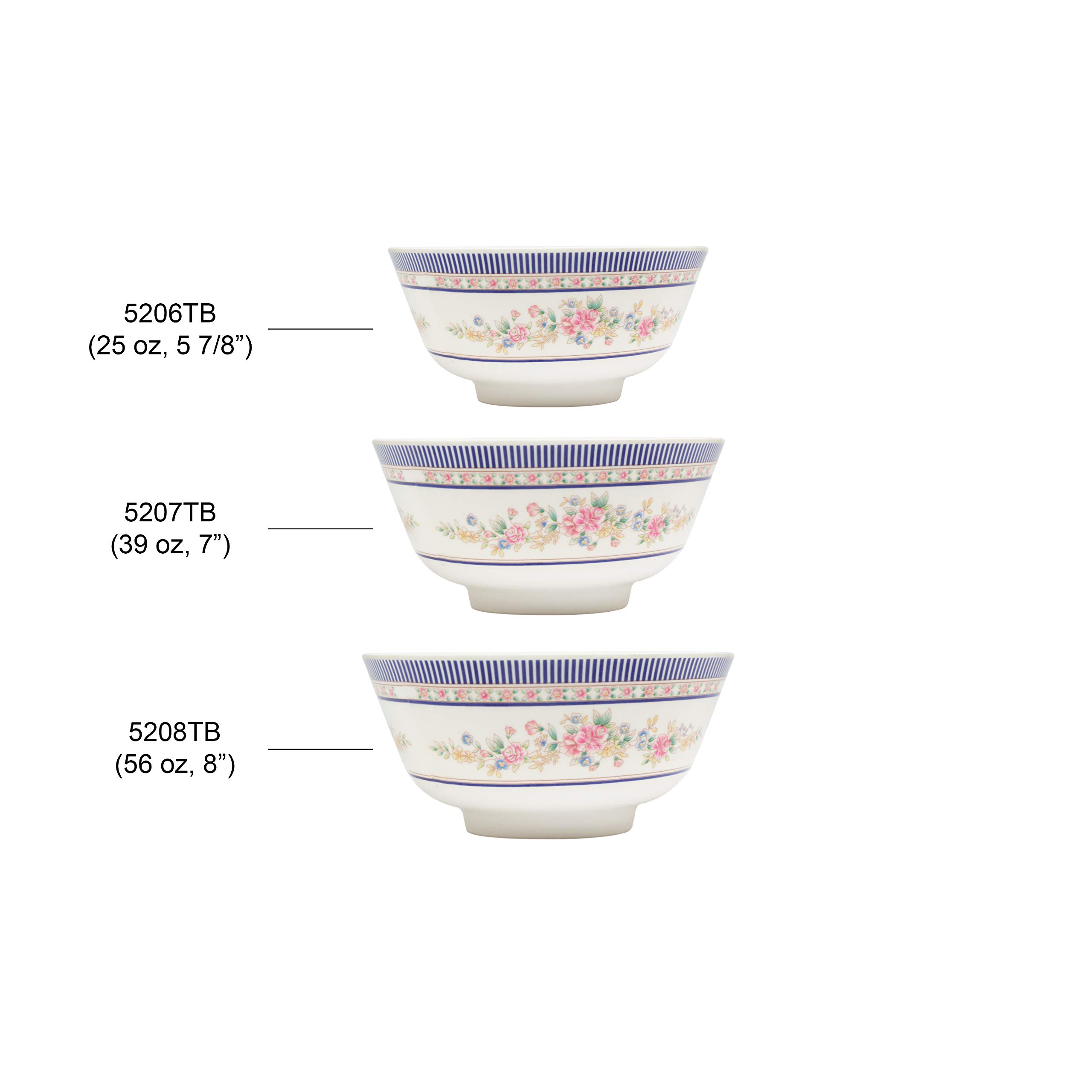 Premium Rose Melamine Dinnerware Set - 56 oz, 8