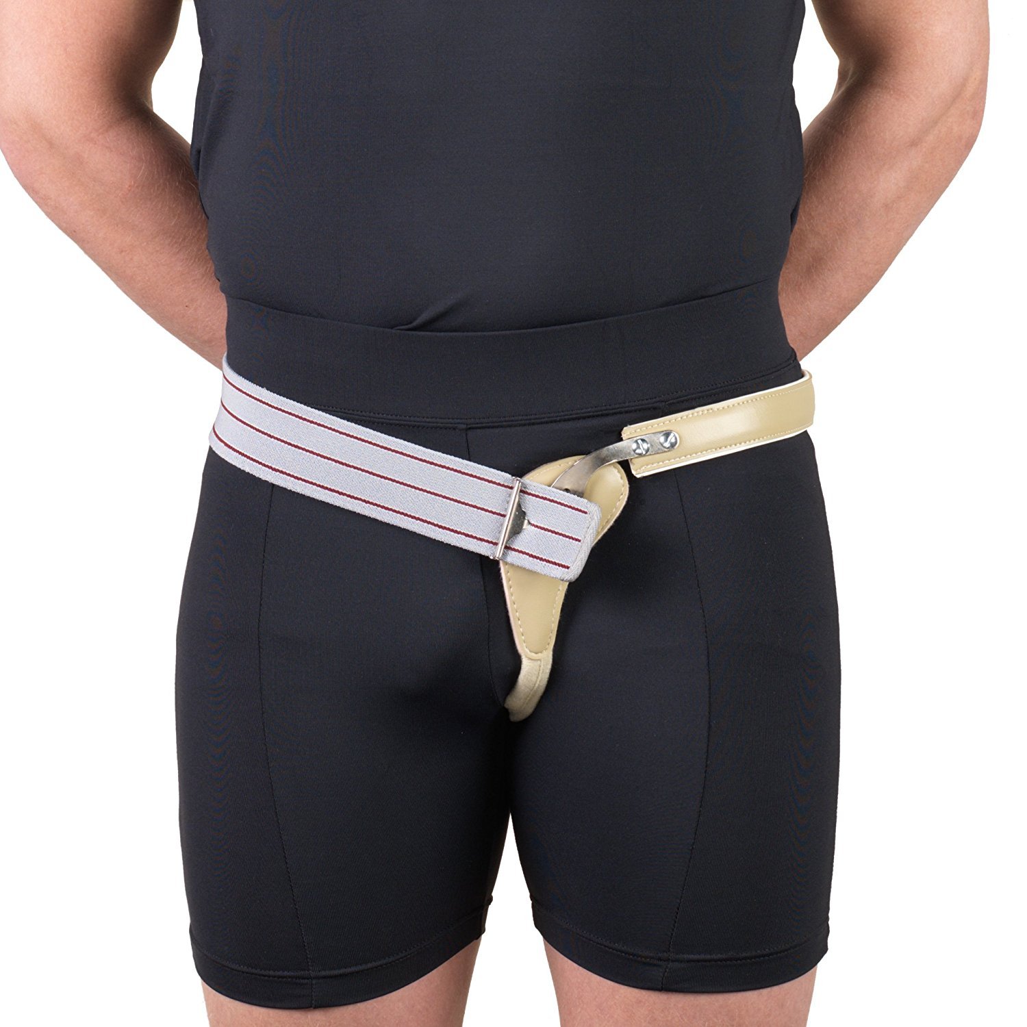 **Men's Inguinal Hernia Truss with Single Spring & Scrotal Pad - Elastic Support Belt for Left Side (38 Inch Hip) - Ideal for Post-Surgery Recovery & Daily Comfort**