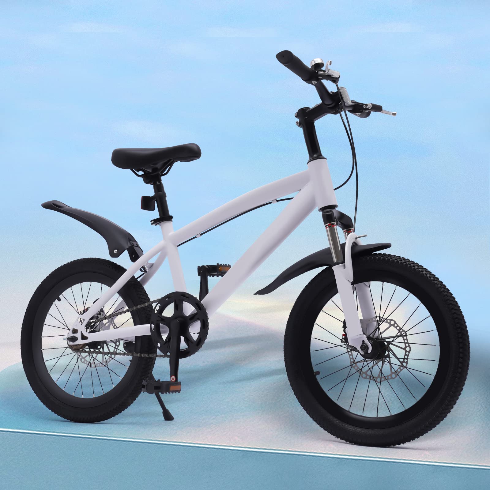 MEHOOSPVN 18 Inch Kids Bike for Boys & Girls Ages 5-9 - Lightweight Alloy Carbon Steel Mountain & City Bicycle with Disc Brake, Tire Pump & LED Flashlight - Perfect for Outdoor Adventures, Commuting & Neighborhood Riding