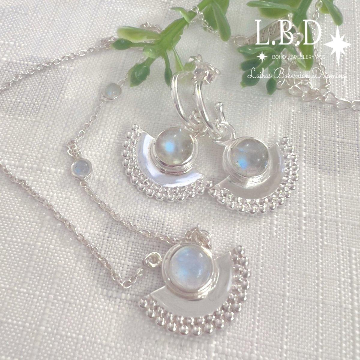 Dare To Dream Moonstone Hoop Earrings for Women - Sterling Silver Boho Chic Jewelry - Perfect for Everyday Wear, Parties & Special Occasions
