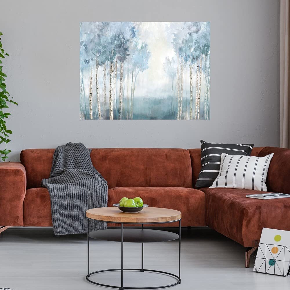 Blue Etched Fine Art Canvas Wall Decor by Carson Lyons - 32x24 Inches - Ready to Hang for Living Room, Bedroom, Office & More - Perfect for Home, Kitchen, Bathroom, Bar & Dining Room Decor