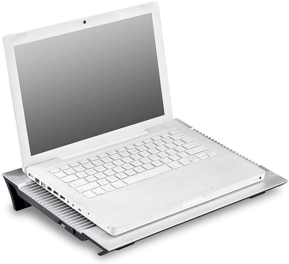 High-Performance Laptop Cooling Pad with Dual 140mm Fans - 3 USB Ports Aluminum Notebook Cooler for Gaming & Office Use | Computer Cooling Stand with Ergonomic Design