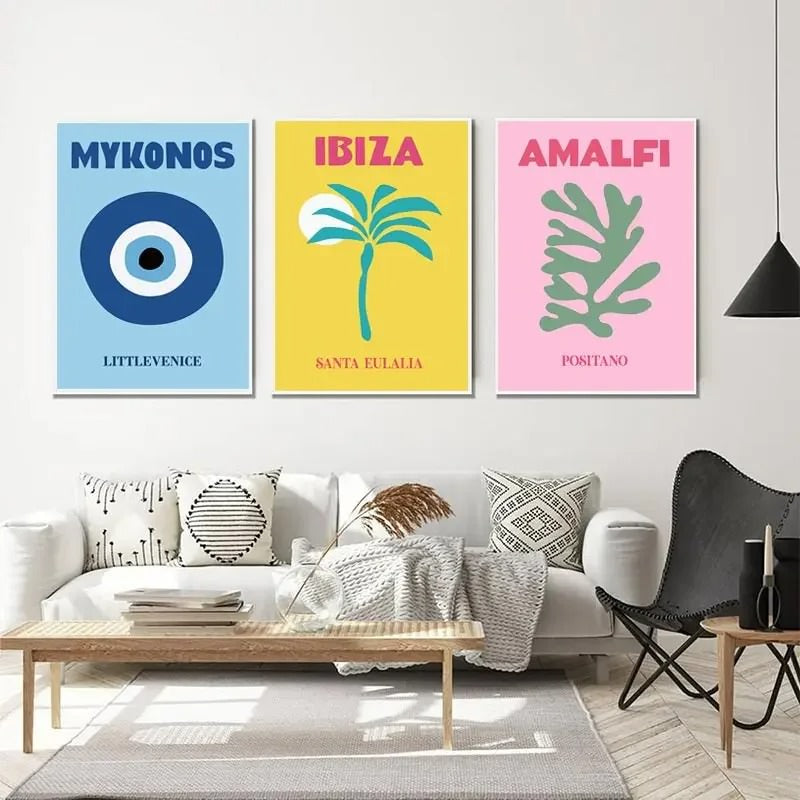 Preppy Cities Pastel Canvas Posters - Aesthetic Wall Art for Home, Office & Dorm Decor | Perfect for Bedroom, Living Room & Gift Ideas