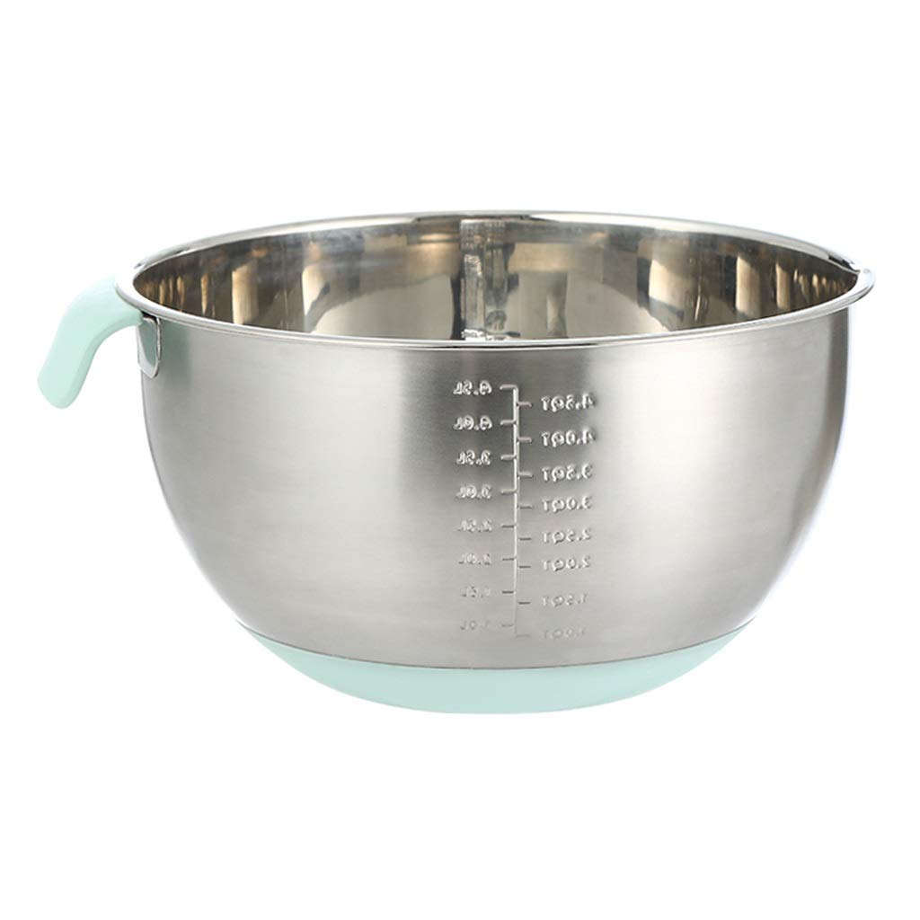 Premium Stainless Steel Mixing Bowls with Non-Slip Silicone Base - 3-Piece Set with Pour Spout, Handle & Measurement Marks for Cooking, Baking, Food Prep & Serving | Ideal for Kitchen, Restaurants & Meal Prepping
