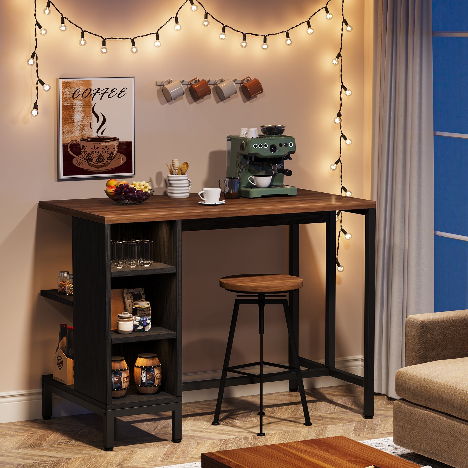 43-Inch Kitchen Island with 5 Open Shelves - Sturdy Counter Table for Food Prep, Storage & Dining | Perfect for Small Kitchens, Breakfast Nooks & Open Concept Living Spaces